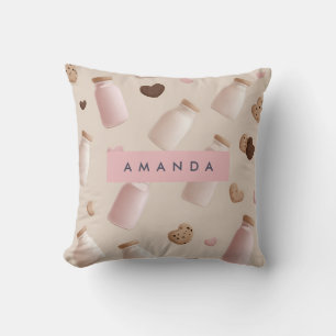 Almofada Cookie-rosa-branca e leite de morango personalizad