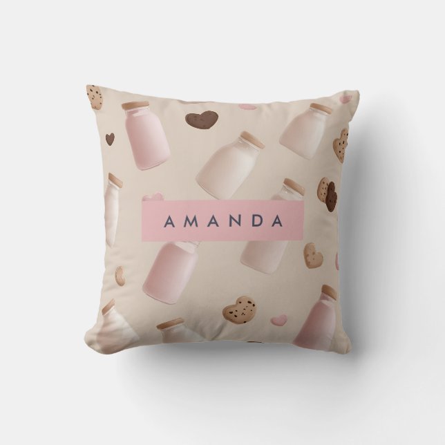Almofada Cookie-rosa-branca e leite de morango personalizad (Frente)