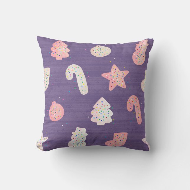 Almofada Cookies de Natal Travesseiro decorativo Roxo (Frente)