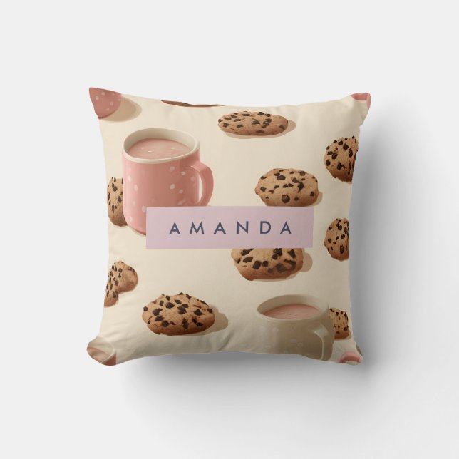 Almofada Cookies e Leite de Pastel Cuta Personalizados (Frente)