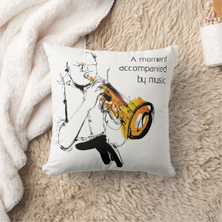 Almofada Cool Retro Man Playing Trumpet - Jazz Music Art