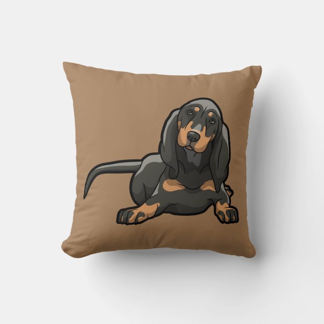 Almofada Coonhound preto e bronzeado reversível (Frente)