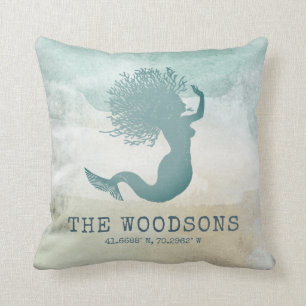 Almofada Coordenada Personalizada Náutica do Nome da Famíli