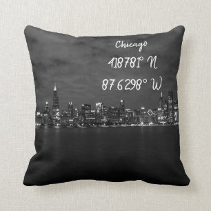 Almofada Coordenadas Skyline Icônica de Chicago