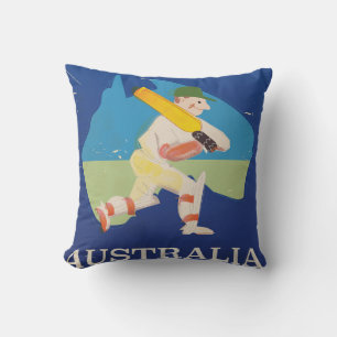 Almofada Cópia das viagens vintage do críquete de Austrá