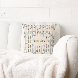 Almofada Coquette Botânico Laço Rosa Nome Personalizado Ber