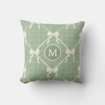 Coquette Bows Gingham Monogram Cream Sage Green