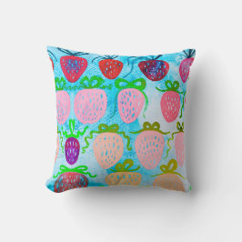 Almofada Coquette Strawberry Watercolor Girls Room Travesse