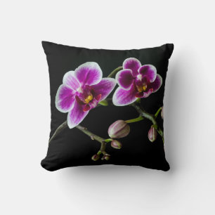 Almofada Cor branca rosa-orquídea em preto pálido e suave