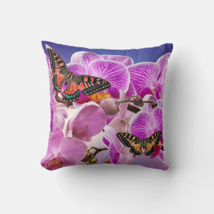 Almofada Cor da água da flor da orquídea roxa rosa rosa