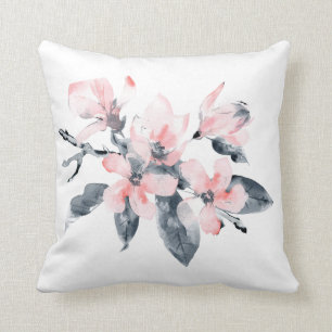 Almofada Cor d'água da Classe das Flores Rosa e Cinzas
