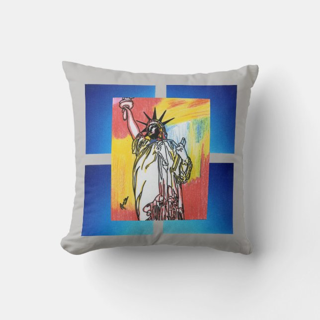 Almofada Cor d'água moderna coloração d'água Lady Liberty G (Frente)