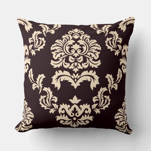 Almofada Cor damasco Brown e bege (Frente)