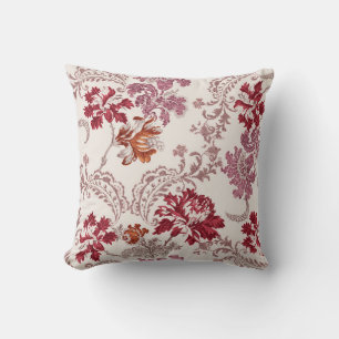 Almofada cor damasco com flores e tapeçaria vintage m