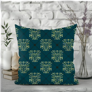Almofada Cor damasco de Diamante Azul Escuro