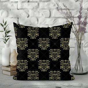 Almofada Cor damasco de diamante preto