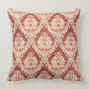 Almofada Cor damasco do vintage no creme e no vermelho