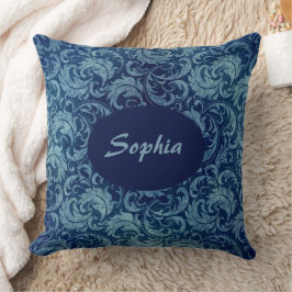 Almofada Cor damasco Elegante Blue Vintage