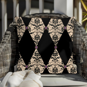 Almofada Cor damasco Elegante De Diamante Rosa E Preto