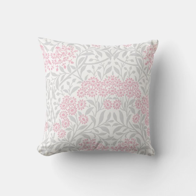 Almofada Cor damasco Floral Rosa cinza (Frente)