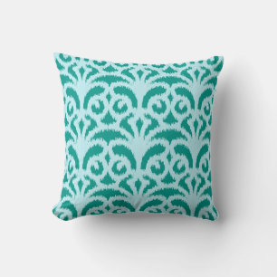 Almofada Cor damasco Ikat - Turquesa e aqua