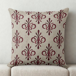 Almofada Cor damasco Maroon Ornamental Elegante