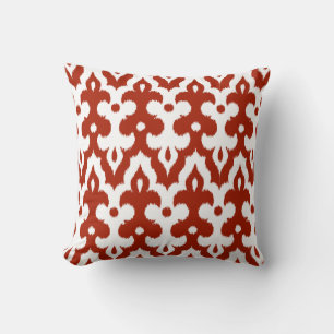 Almofada Cor damasco marroquina do azulejo, vermelho escuro