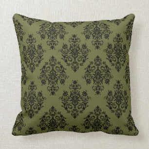 Almofada Cor damasco Verde-Oliva e Negra