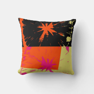 Almofada Cor-de-Abstrato-Arte Vermelha Laranja Retro-Funky