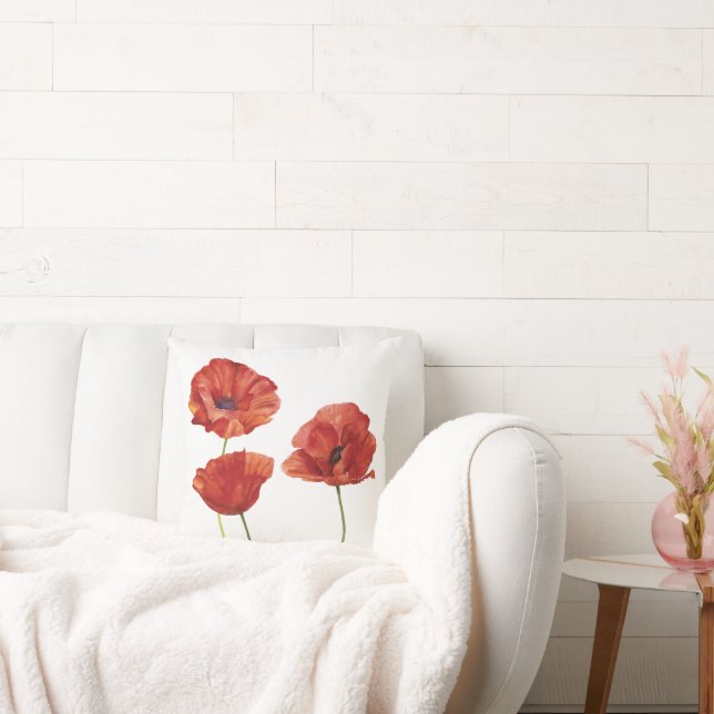 Almofada Cor de Água Botânica das Flores Vermelhas Minimali (Sofá)