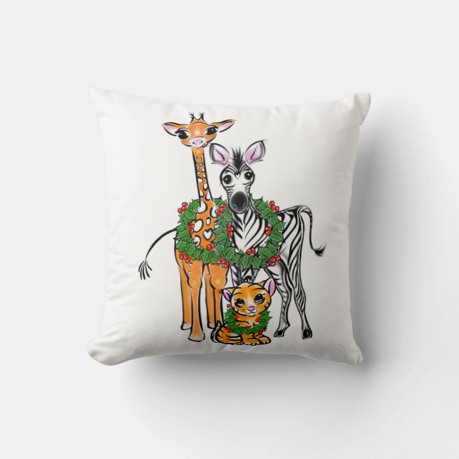 Almofada Cor-de-água da Girafa Zebra Zebra, Feriado, Feriad (Frente)