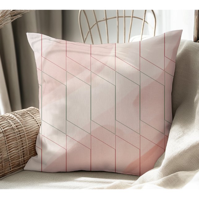 Almofada Cor de Água das Linhas Geométricas Modernas Mauve  (Criador carregado)