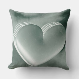 Almofada Cor de água do coração de prata romântica 3D única