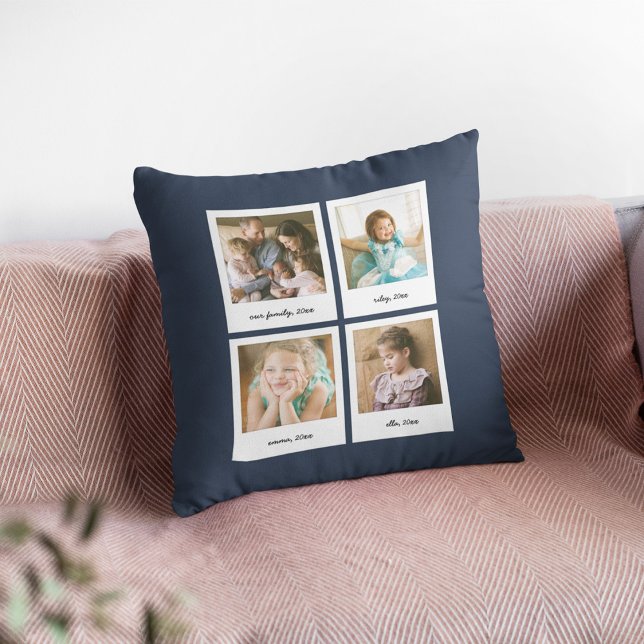 Almofada Cor de Fundo Editável de Colagem de Fotos Instantâ (Criador carregado)