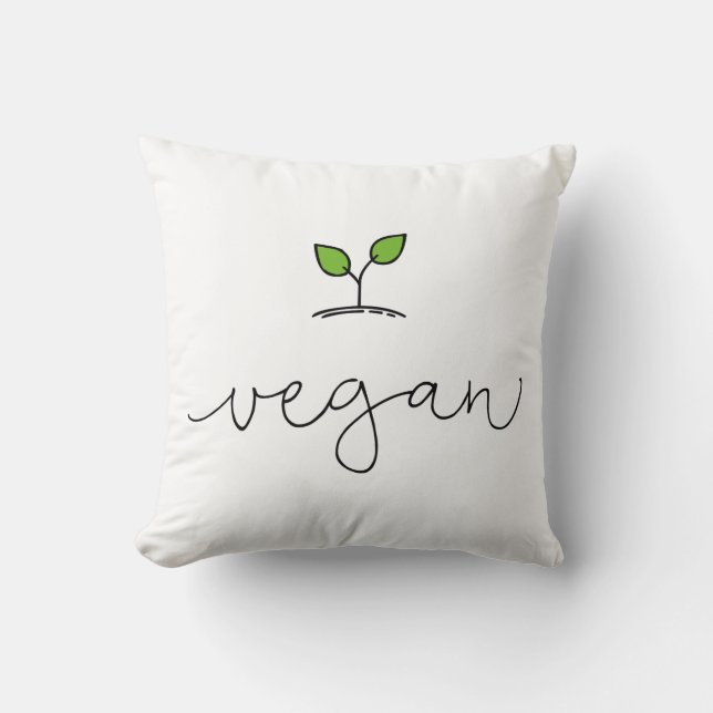 Almofada Cor de Fundo Personalizada Mínima do Vegan (Frente)