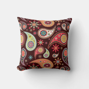 Almofada Cor de fundo PixDezines retro paisley/diy