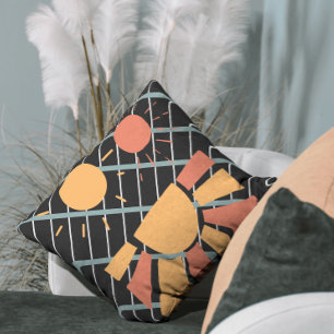 Almofada Cor de laranja vermelha retroativa Pôr do sol em p