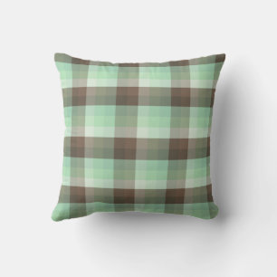 Almofada Cor de Menta com Listras Xadrez em Bloco de Cor
