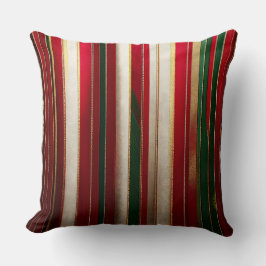 Almofada Cor de Natal - Listras Vermelhas Douradas