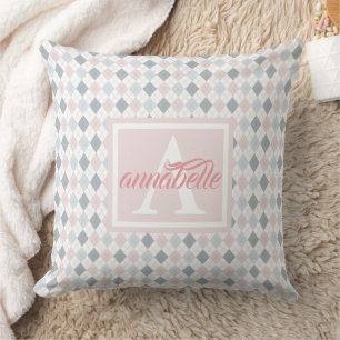 Almofada Cor-de-rosa, azul e branco personalizados