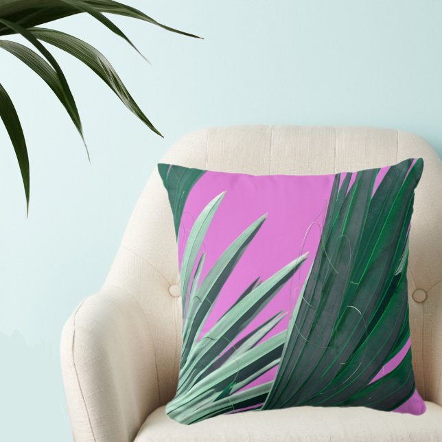 Almofada Cor-de-rosa brilhante com bordas verdes nas palmas (Criador carregado)