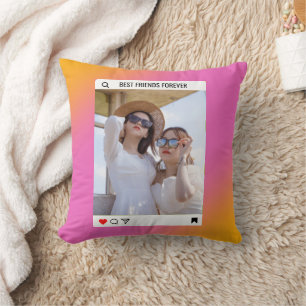 almofada cor-de-rosa com foto do instagram melhor
