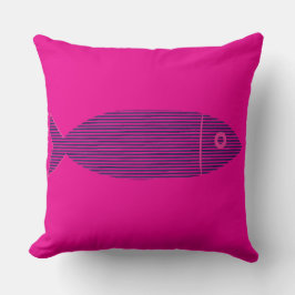 Almofada Cor-de-Rosa de Tira Azul com Peixe Listra