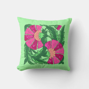 Almofada Cor-de-rosa de William Morris e verde Jacobean,