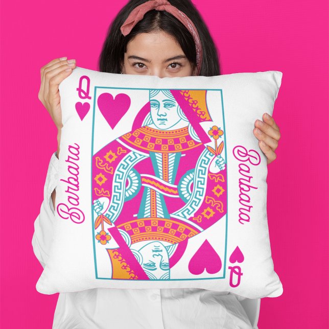 Almofada Cor-de-rosa-laranja Blue Queen of Hearts Custom (Criador carregado)