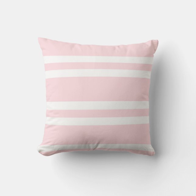 Almofada Cor-de-rosa pálido e branco riscado (Frente)