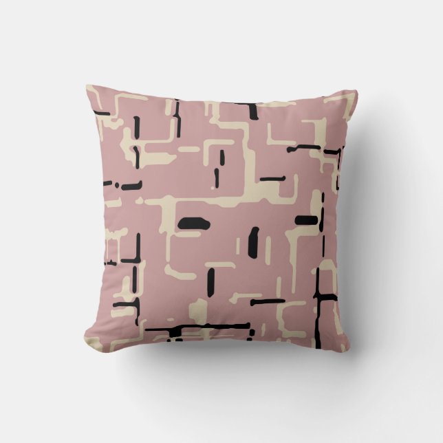 Almofada Cor-de-rosa preto bege moderno (Frente)