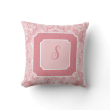 Almofada Cor-de-Rosa Quadrada com Inicial Personal