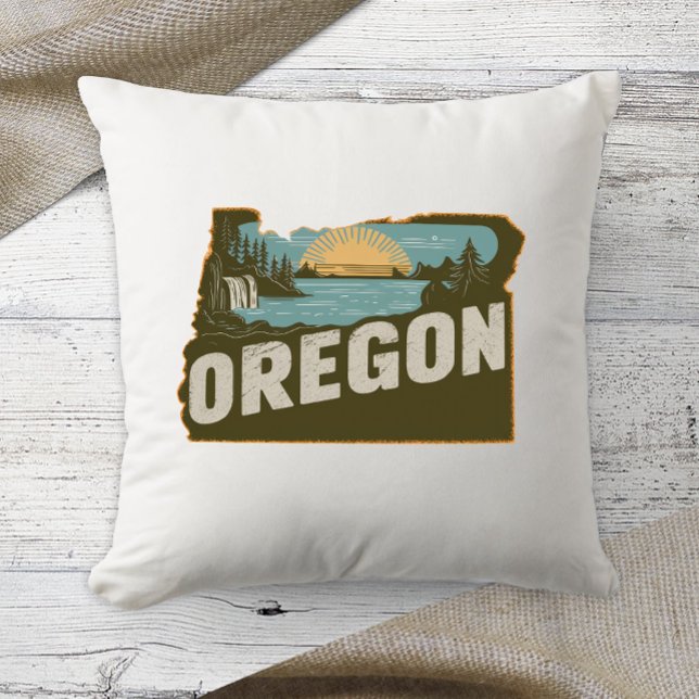 Almofada Cor do Retro do Estado Nativo Oregon (Criador carregado)