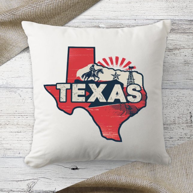 Almofada Cor do Retro do Estado Nativo Texas (Criador carregado)